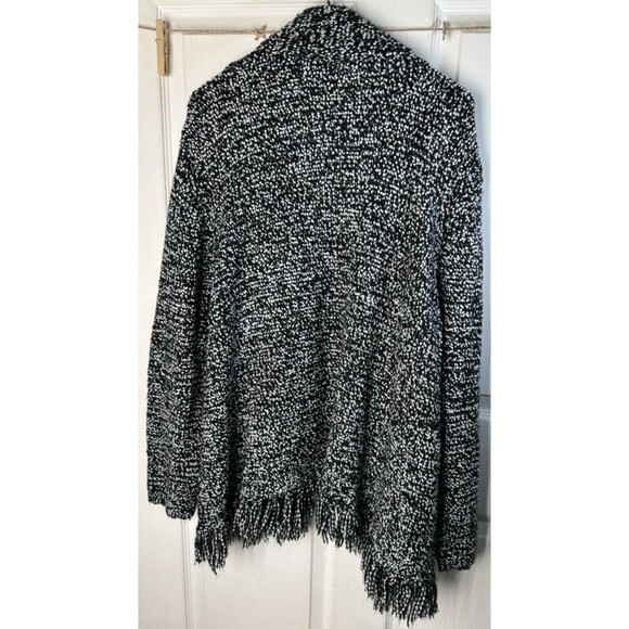 Ruby Rd. Women's Open Front Cardigan Size 3X Black White Marled with Fringe - Picture 9 of 10